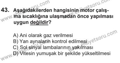 14 Nisan 2016 Tarihli Sürücü Adayları Sınavı K Kitapçığı 1Oturumu 43. Soru