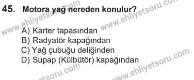 14 Nisan 2016 Tarihli Sürücü Adayları Sınavı K Kitapçığı 1Oturumu 45. Soru