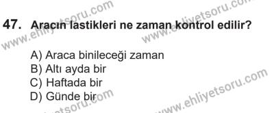 14 Nisan 2016 Tarihli Sürücü Adayları Sınavı K Kitapçığı 1Oturumu 47. Soru