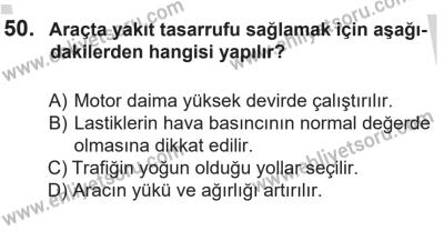 14 Nisan 2016 Tarihli Sürücü Adayları Sınavı K Kitapçığı 1Oturumu 50. Soru
