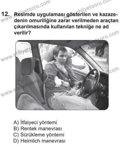 14 Nisan 2016 Tarihli Sürücü Adayları Sınavı K Kitapçığı 2Oturumu 12. Soru