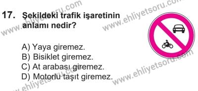14 Nisan 2016 Tarihli Sürücü Adayları Sınavı K Kitapçığı 2Oturumu 17. Soru