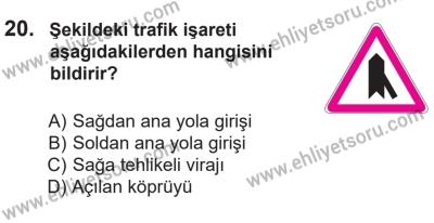 14 Nisan 2016 Tarihli Sürücü Adayları Sınavı K Kitapçığı 2Oturumu 20. Soru
