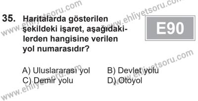 14 Nisan 2016 Tarihli Sürücü Adayları Sınavı K Kitapçığı 2Oturumu 35. Soru