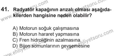 14 Nisan 2016 Tarihli Sürücü Adayları Sınavı K Kitapçığı 2Oturumu 41. Soru