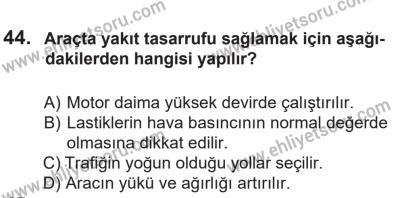14 Nisan 2016 Tarihli Sürücü Adayları Sınavı K Kitapçığı 2Oturumu 44. Soru