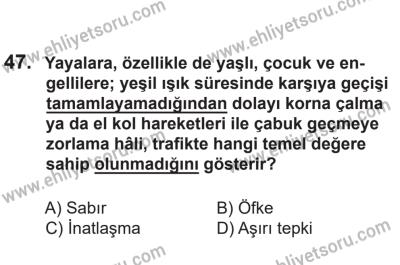 14 Nisan 2016 Tarihli Sürücü Adayları Sınavı K Kitapçığı 2Oturumu 47. Soru