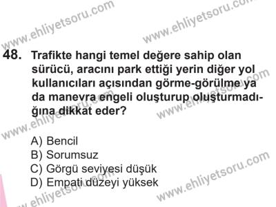 14 Nisan 2016 Tarihli Sürücü Adayları Sınavı K Kitapçığı 2Oturumu 48. Soru