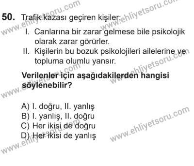 14 Nisan 2016 Tarihli Sürücü Adayları Sınavı K Kitapçığı 2Oturumu 50. Soru