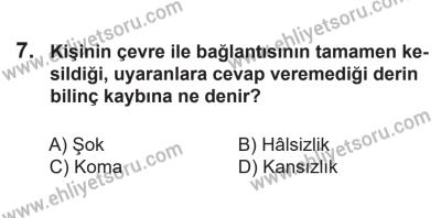 14 Nisan 2016 Tarihli Sürücü Adayları Sınavı L Kitapçığı 1. Oturum 7. Soru