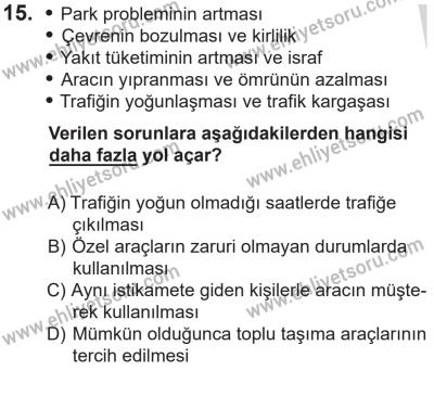 14 Nisan 2016 Tarihli Sürücü Adayları Sınavı L Kitapçığı 1. Oturum 15. Soru