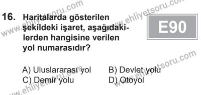 14 Nisan 2016 Tarihli Sürücü Adayları Sınavı L Kitapçığı 1. Oturum 16. Soru