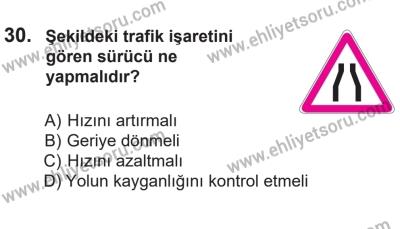 14 Nisan 2016 Tarihli Sürücü Adayları Sınavı L Kitapçığı 1. Oturum 30. Soru
