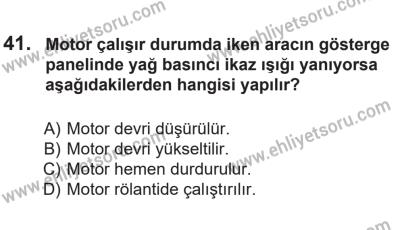 14 Nisan 2016 Tarihli Sürücü Adayları Sınavı L Kitapçığı 1. Oturum 41. Soru