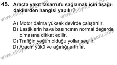 14 Nisan 2016 Tarihli Sürücü Adayları Sınavı L Kitapçığı 1. Oturum 45. Soru