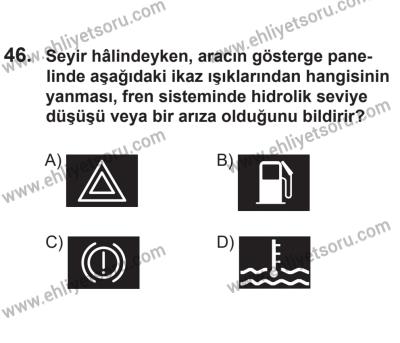 14 Nisan 2016 Tarihli Sürücü Adayları Sınavı L Kitapçığı 1. Oturum 46. Soru