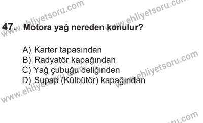 14 Nisan 2016 Tarihli Sürücü Adayları Sınavı L Kitapçığı 1. Oturum 47. Soru