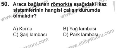 14 Nisan 2016 Tarihli Sürücü Adayları Sınavı L Kitapçığı 1. Oturum 50. Soru