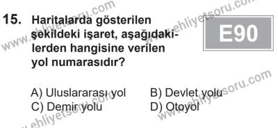 14 Nisan 2016 Tarihli Sürücü Adayları Sınavı L Kitapçığı 2. Oturum 15. Soru