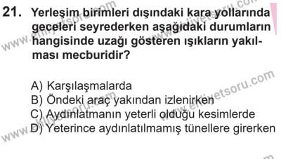 14 Nisan 2016 Tarihli Sürücü Adayları Sınavı L Kitapçığı 2. Oturum 21. Soru