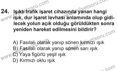 14 Nisan 2016 Tarihli Sürücü Adayları Sınavı L Kitapçığı 2. Oturum 24. Soru