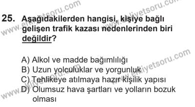 14 Nisan 2016 Tarihli Sürücü Adayları Sınavı L Kitapçığı 2. Oturum 25. Soru