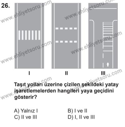 14 Nisan 2016 Tarihli Sürücü Adayları Sınavı L Kitapçığı 2. Oturum 26. Soru