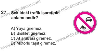 14 Nisan 2016 Tarihli Sürücü Adayları Sınavı L Kitapçığı 2. Oturum 27. Soru