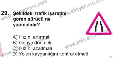 14 Nisan 2016 Tarihli Sürücü Adayları Sınavı L Kitapçığı 2. Oturum 29. Soru