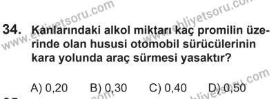 14 Nisan 2016 Tarihli Sürücü Adayları Sınavı L Kitapçığı 2. Oturum 34. Soru