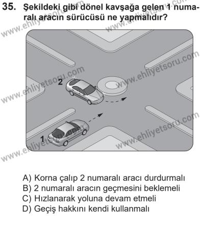 14 Nisan 2016 Tarihli Sürücü Adayları Sınavı L Kitapçığı 2. Oturum 35. Soru