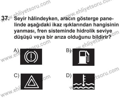14 Nisan 2016 Tarihli Sürücü Adayları Sınavı L Kitapçığı 2. Oturum 37. Soru