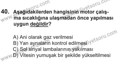 14 Nisan 2016 Tarihli Sürücü Adayları Sınavı L Kitapçığı 2. Oturum 40. Soru