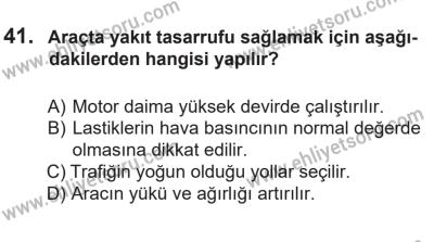 14 Nisan 2016 Tarihli Sürücü Adayları Sınavı L Kitapçığı 2. Oturum 41. Soru