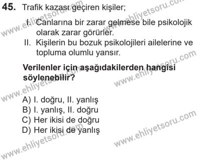 14 Nisan 2016 Tarihli Sürücü Adayları Sınavı L Kitapçığı 2. Oturum 45. Soru