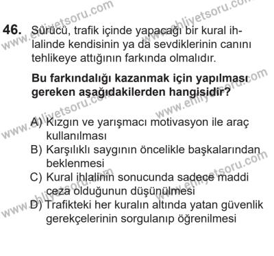 14 Nisan 2016 Tarihli Sürücü Adayları Sınavı L Kitapçığı 2. Oturum 46. Soru