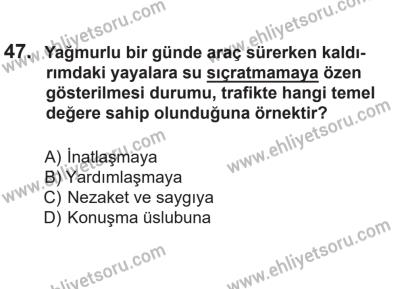 14 Nisan 2016 Tarihli Sürücü Adayları Sınavı L Kitapçığı 2. Oturum 47. Soru