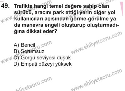 14 Nisan 2016 Tarihli Sürücü Adayları Sınavı L Kitapçığı 2. Oturum 49. Soru