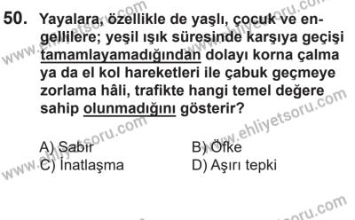 14 Nisan 2016 Tarihli Sürücü Adayları Sınavı L Kitapçığı 2. Oturum 50. Soru