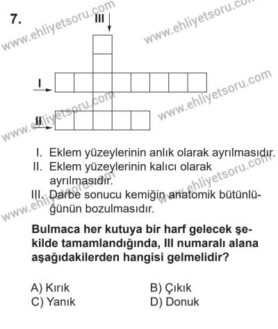 14 Nisan 2016 Tarihli Sürücü Adayları Sınavı M Kitapçığı 1Oturumu 7. Soru