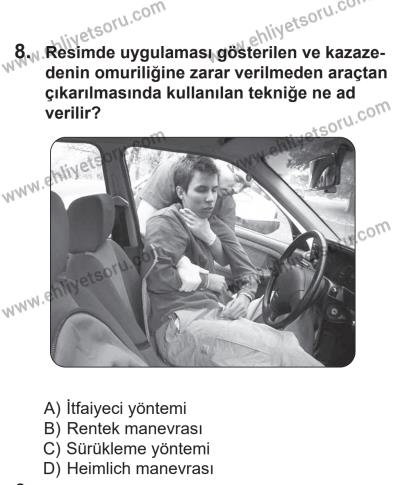 14 Nisan 2016 Tarihli Sürücü Adayları Sınavı M Kitapçığı 1Oturumu 8. Soru