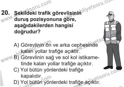 14 Nisan 2016 Tarihli Sürücü Adayları Sınavı M Kitapçığı 1Oturumu 20. Soru