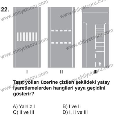 14 Nisan 2016 Tarihli Sürücü Adayları Sınavı M Kitapçığı 1Oturumu 22. Soru