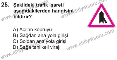 14 Nisan 2016 Tarihli Sürücü Adayları Sınavı M Kitapçığı 1Oturumu 25. Soru