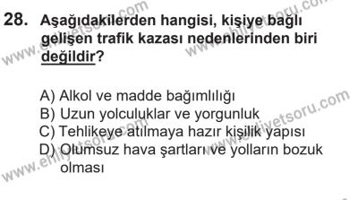14 Nisan 2016 Tarihli Sürücü Adayları Sınavı M Kitapçığı 1Oturumu 28. Soru