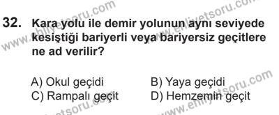 14 Nisan 2016 Tarihli Sürücü Adayları Sınavı M Kitapçığı 1Oturumu 32. Soru