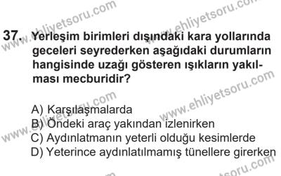 14 Nisan 2016 Tarihli Sürücü Adayları Sınavı M Kitapçığı 1Oturumu 37. Soru