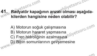 14 Nisan 2016 Tarihli Sürücü Adayları Sınavı M Kitapçığı 1Oturumu 41. Soru
