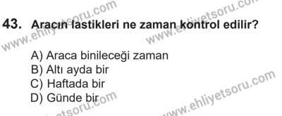 14 Nisan 2016 Tarihli Sürücü Adayları Sınavı M Kitapçığı 1Oturumu 43. Soru