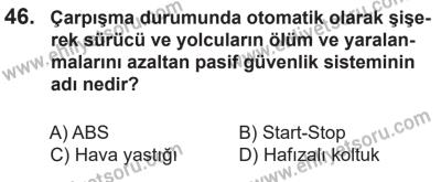 14 Nisan 2016 Tarihli Sürücü Adayları Sınavı M Kitapçığı 1Oturumu 46. Soru